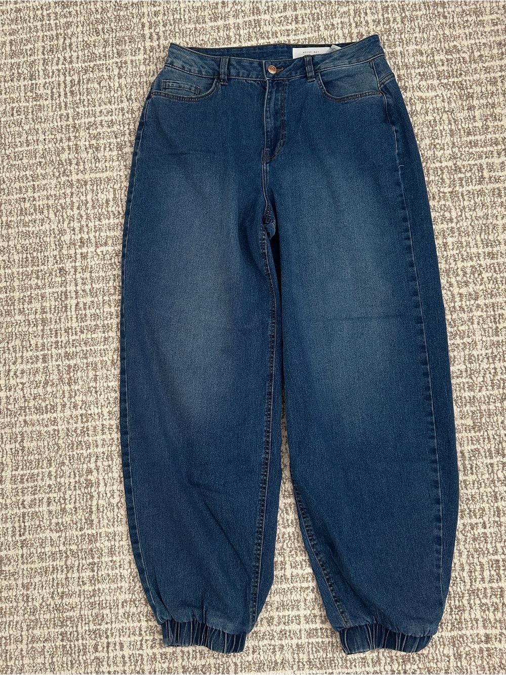 Noisy May Nmzenna Cargo Dark Blue Women's Jeans with Ankle Cuffs, Sz M